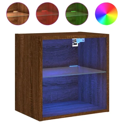 Produktbild von Wand-Nachttisch mit LED-Leuchten Braun Eichen-Optik