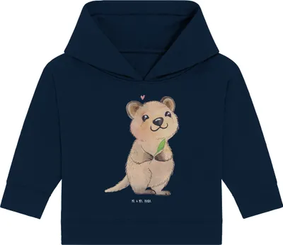 Produktbild von Mr. & Mrs. Panda Organic Baby Hoodie Quokka Happy 24. - 36. Monat - French Navy - Geschenk, Niedliches Tier, Verschieben, Dinge Erledigen, Lustige Sprüche, Kapuzenshirt