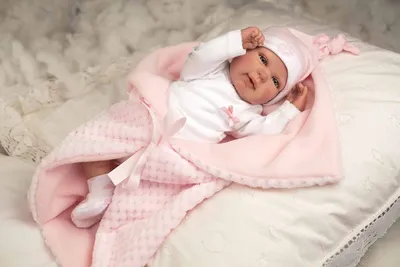 Produktbild von Puñecas Arias – Reborn Puppe 45 rosa mit Decke, Mehrfarbig (98020