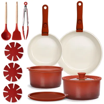 Image de Ensemble de 15 pièces pour la cuisine, avec poignées amovibles et revêtement antiadhésif