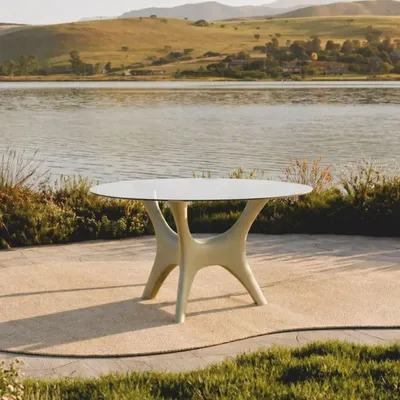 Produktbild von Casa Padrino Luxus Garten Esstisch mit Glasplatte Matt Grün Ø 140 cm - Garten Möbel