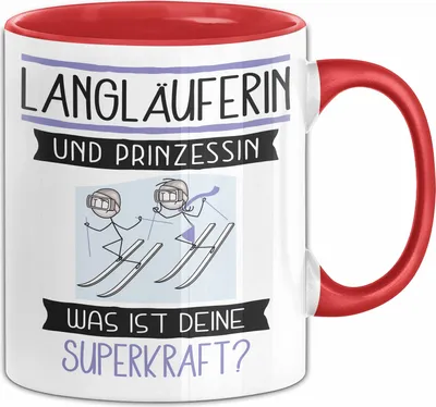 Produktbild von Langläuferin Und Prinzessin Tasse Geschenk Für Eine Langläuferin Geburtstag Was Ist Deine Superkraft (Rot)