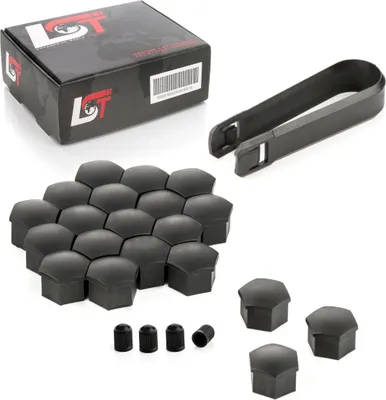 Produktbild von 20x Radschrauben Kappen Radschraubenkappen 17 mm schwarz Matt für VW SEAT SKODA