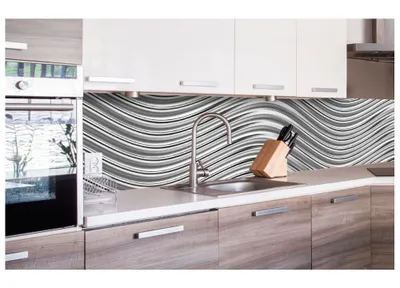 Produktbild von Küchenrückwand Folie selbstklebend SILBERNES WOGEN 260 x 60 cm - Klebefolie - Dekofolie - Spritzschutz für Küche -