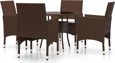 Produktbild von vidaXL 5-tlg. Garten-Essgruppe Poly Rattan Braun