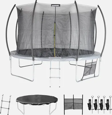 Immagine prodotto di Trampolino 370cm con rete interna e pacchetto accessori, Grigio