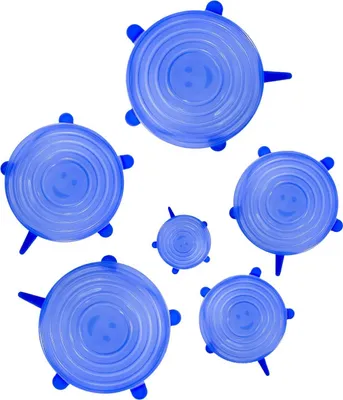 Produktbild von Oblique Unique 6er Set Silikon Deckel Frischhaltedeckel Dehnbar Wiederverwendbar verschiedene Größen - blau
