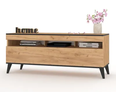 Produktbild von TV-Lowboard Fernsehschrank PLAY STEHEND Craft Eiche mit schwarzem Rand/Craft Eiche 140cm