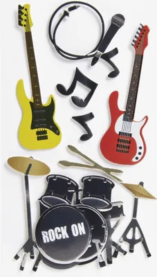 Produktbild von Sticker-Etikett Rock Band 6 Stück 4-farbig Packung mit 6 Stück