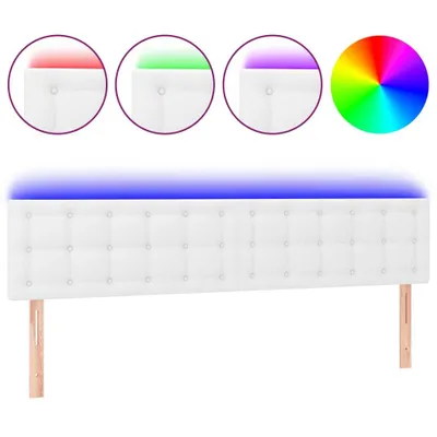 Produktbild von vidaXL LED Kopfteil Weiß 200x5x78/88 cm Kunstleder