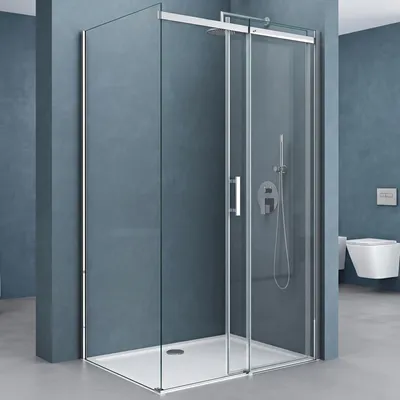 Produktbild von doporro Eckdusche 70x130x195cm chrom Duschkabine Duschabtrennung ESG-Sicherheitsglas Klarglas Schiebetür inkl. Easy-Clean-Beschichtung Einstieg Rechts Rav18K