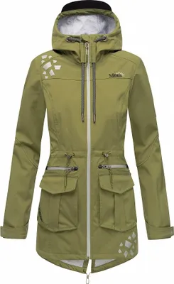 Produktbild von Marikoo Damen Softshell Outdoor Jacke Übergangs Funktions Regen Mantel mit Kapuze Ulissaa Olive Gr. 36 - S