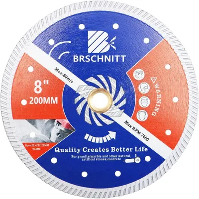Image de Disque de tronçonnage diamanté Turbo de 200 mm pour béton, granit, marbre et béton armé