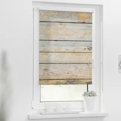 Produktbild von Rollo Klemmfix, ohne Bohren, blickdicht, Bretter Shabby - 100 x 150 cm (B x L