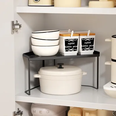 Zdjęcie produktu dla Stapelowy organizer kuchenny, metalowy regał narożny do kuchni i łazienki