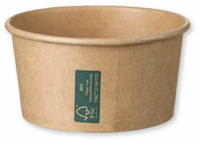 Produktbild von 250x Eisbecher Feinkostbecher aus Kraftpapier rund 140 ml braun Ø 90 mm