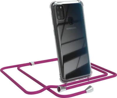 Produktbild von EAZY CASE Handykette kompatibel mit Samsung Galaxy M30s / M21, Handyhülle mit Umhängeband, Handykordel, Schutzhülle Clear, Band in Rosa