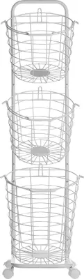 Image de Support avec 3 corbeilles à papier en métal blanc Ayapal Lumarko