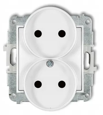 Produktbild von Karlik MINI Doppelsteckdose ohne Schutzkontakt weiß glänzend