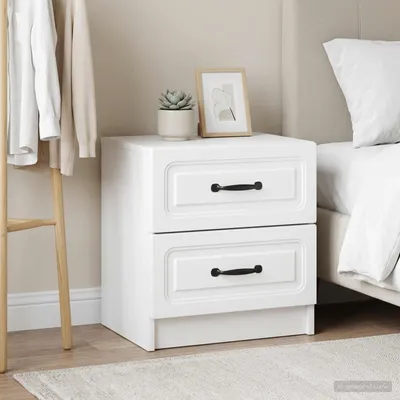 Obrázok produktu pre vidaXL Nočný stolík, 2 ks, biely, 43 x 34,5 x 44,5 cm, drevotrieska