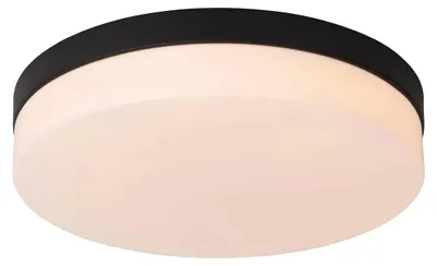 Image de Plafond de salle de bain 34,5 cm LED 24W noir rond BISKIT Lucide