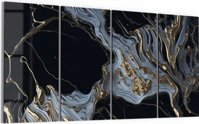 Produktbild von DEQORI Glasbild Echtglas 4x30x60 cm 'Fließendes Gold' Wandbilder XXL groß