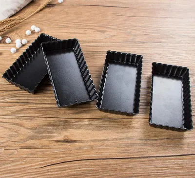 Produktbild von Rechteckige Tortenform mit Hebeboden 11 cm Mini-Quicheformen kleine Törtchen Antihaftbeschichtung Backform - Set von 4