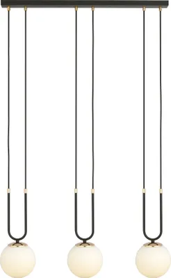 Zdjęcie produktu dla Żyrandol Glam czarno-biały-złoty 3xE14x10W szkło wym:115x70x15cm IP20 Emibig