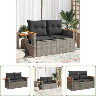 Produktbild von The Living Store Gartensofa 2-Sitzer mit Kissen Grau Poly Rattan