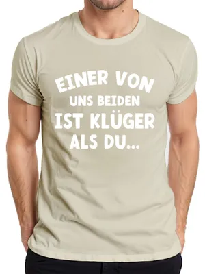 Productafbeelding van Een van ons is slimmer, grappig spreekwoord, humoristisch heren T-shirt, natuur, maat XL