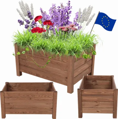 Produktbild von MODO24 Pflanzkübel Holz Blumenkübel Pflanzkasten Massivholz Kiefer Imprägniert Wetterfest Garten, 31x60x40 cm, Braun, DNC