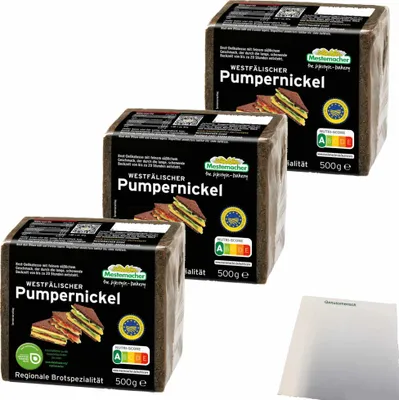 Produktbild von Mestemacher Westfälischer Pumpernickel 3er Pack (3x500g Packung) + usy Block