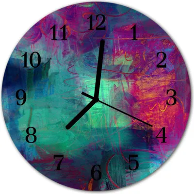 Produktbild von Glasuhr Wanduhr Küchenuhr Echt-Glas 30fi cm Bunte Malerei mehrfarbig