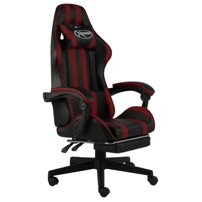 Image de vidaXL Chaise de jeu avec repose-pieds noir et bordeaux similicuir