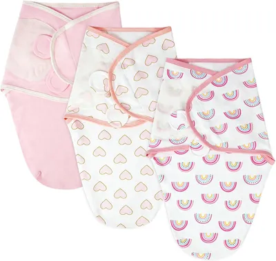 Obrázok produktu pre Balenie 3 Newborn Swaddling Cloths, Nastaviteľný Spací vak, 0-3 mesiace, 100% organická bavlna, Ružová