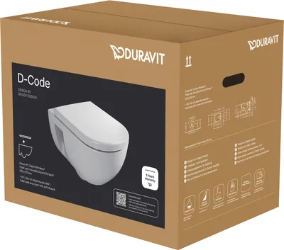 Immagine prodotto di Ensemble de WC Duravit D-Code suspendu, à fond creux, Rimless, siège de WC inclus, blanc brillant, 45140900A1, 45140900A1