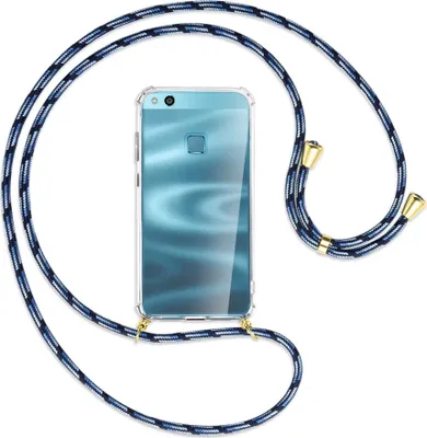 Produktbild von Handykette Backcover-Schutzhülle mit Band (Metall goldfarben) für Huawei P10 Lite - Blautöne