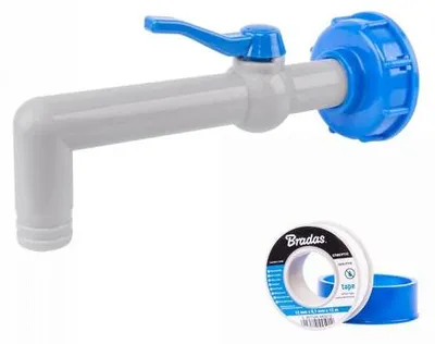 Obrázek produktu pro BRADAS Sada pro kontejner na vodu IBC, kohoutek 90° s připojením IBC S60x6 pro hadice 1" a PTFE páskou BR-IBCS60-GTM903419
