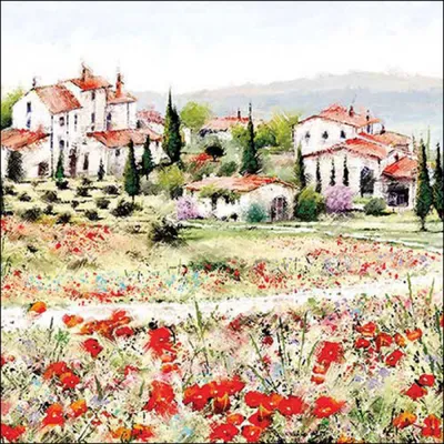 Produktbild von Ambiente Serviette Toscana Landschaft 33x33 cm 20 Stück Papierservietten Set