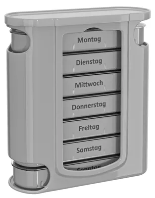 Produktbild von WELLGRO Tablettenbox 7 Tage 4 Fächer – Pillenbox & Medikamentenbox mit Tagesaufteilung, große Pillendose als Tabletten Organizer für Zuhause & Reise