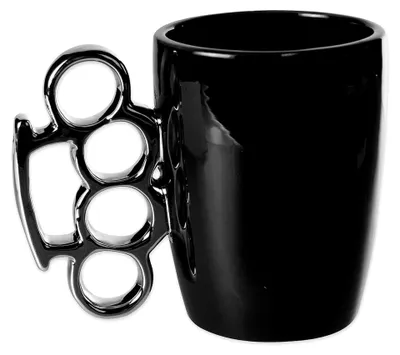 Produktbild von Schlagring Tasse - Keramischer Kaffeebecher in Schwarz