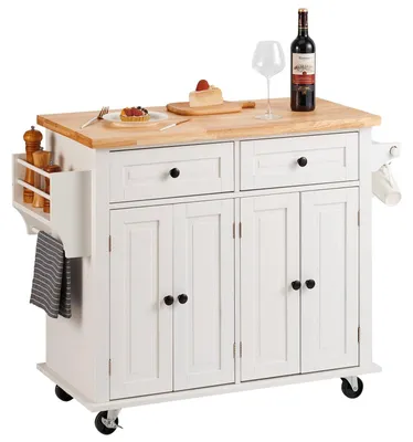 Produktbild von Küchenwagen – Servierwagen – Kücheninsel – Aufbewahrungsschrank – Massivholzplatte