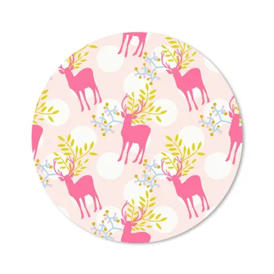 Produktbild von MuchoWow® Mauspad Mousepad Hirsche - Rosa - Muster 40x40 cm - Mousepads - Maus Mat - Pad - Mausunterlage - Schreibtisch Accessoires