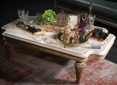 Image de Casa Padrino Luxe Table de salon baroque blanc / or 140 x 90 x H. 42 cm - Table basse baroque