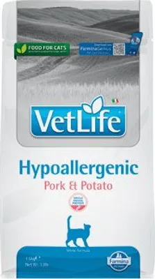 Productafbeelding van Farmina Pet Food Vet Life Hypoallergeen, voor volwassen dieren, geschikt voor alle rassen, met varkensvlees en aardappel, 400 gram, glutenvrij, bevat antioxidanten