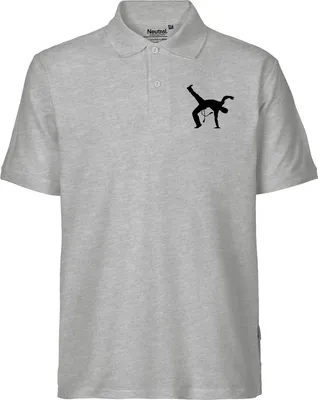 Produktbild von Huuraa Herren Polo Shirt Capoeira Silhouette 3XL Sport Grey Bio Baumwolle Fairtrade Poloshirt Geschenkidee