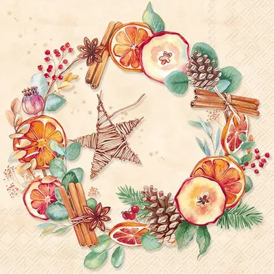 Produktbild von CINNAMON WREATH Cream Lunch-Servietten L1055660