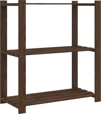 Produktbild von vidaXL Lagerregal mit 3 Böden Braun 80x38x90 cm Massivholz Kiefer
