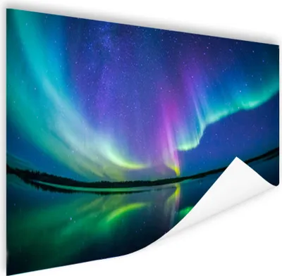 Produktbild von MuchoWow® Poster Nordlicht - Sternenhimmel - Reflexion 120x80 cm - Bilder