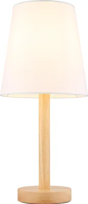 Image de Lampe de table, aspect bois, blanc, interrupteur, H 45 cm